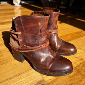 Free Bird Brown Leather Ankle Boots by Steven